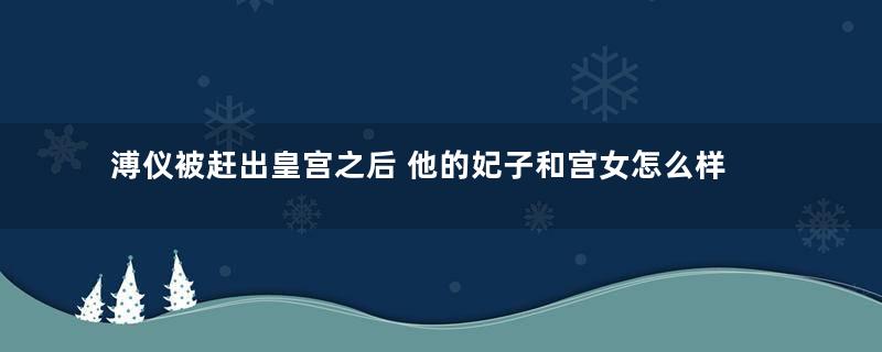 溥仪被赶出皇宫之后 他的妃子和宫女怎么样了